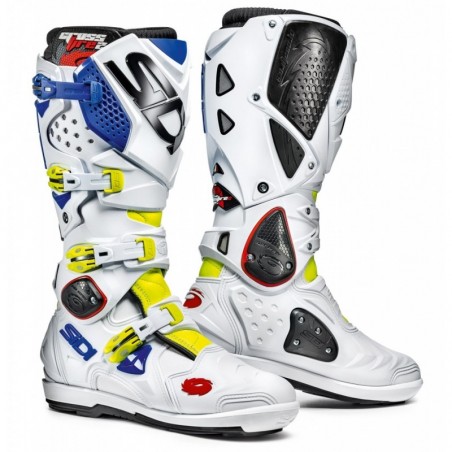 Bottes moto SIDI CROSSFIRE 2 SRS blanc bleu jaune