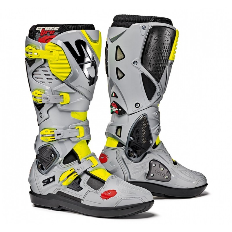 Bottes moto SIDI CROSSFIRE 3 SRS noir cendre jaune fluo